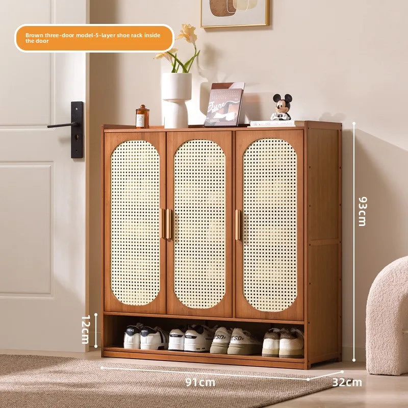 Cream wind arc door shoe cabinet living room household entrance entrance multi-layer shoe rack dormitory storage cabinet storage Oasis Select Brown 3-7