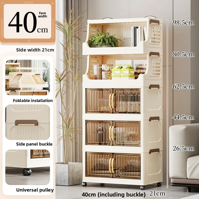 40-50-60 transparent household living room multi-layer mobile snack locker storage folding rack locker Oasis Select 40CM 2 plus 3