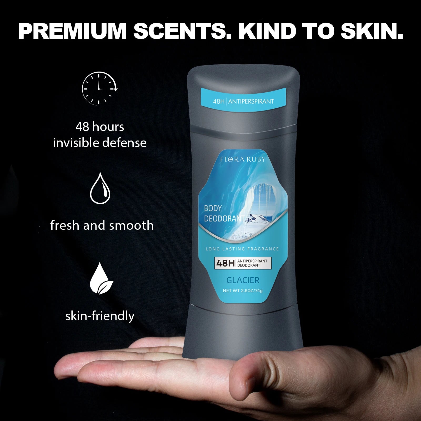Men's Deodorizer Stick 72 Hour Odor Control Removing Odor，Armpit Antiperspirant Refreshing Aroma Whole Body Care Cream 74g Oasis Select