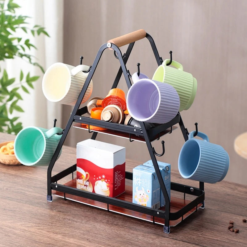 Mug hanger glass water cup rack kitchen living room desktop storage rack hook coffee cup holder Oasis Select