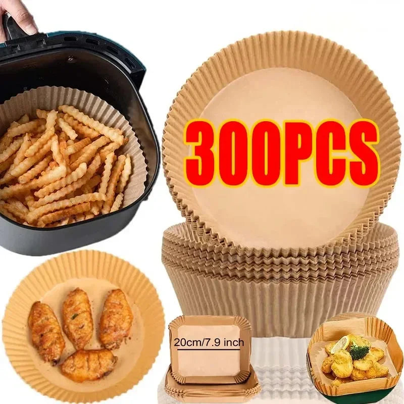 50/100PCS Air Fryer Disposable Paper Square Round Baking Paper Barbecue Plate NonStick Mat Kitchen Oven Oil Absorbing Paper Tool Oasis Select