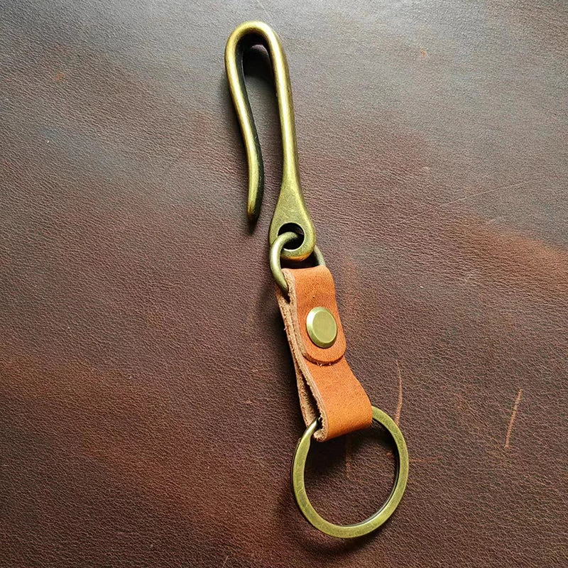Vintage Leather Keychain Bag Accessories High Quality Cowhide Men's Car Keychain Fashion U-shaped Waist Hook Decorative Gift Oasis Select 03