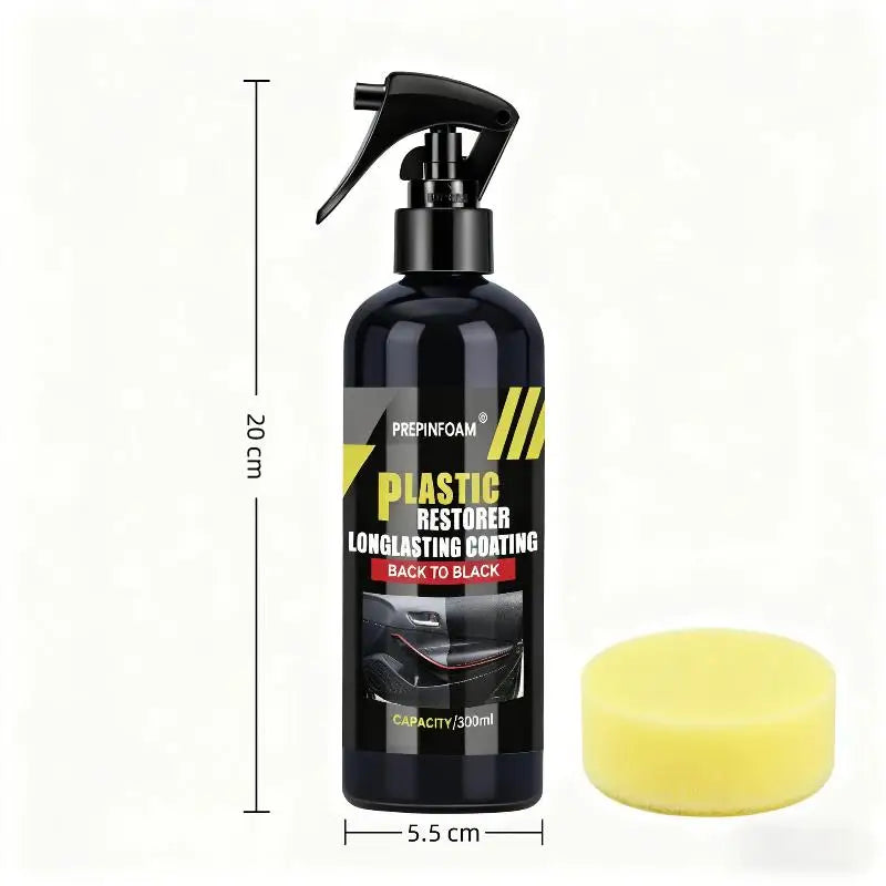 Car Plastic Restorer Coating Agent Auto Plastic Rubber Exterior Repair Clean Refresh Restoration Agent Black Shine Seal Brighten Oasis Select 300ml with sponge