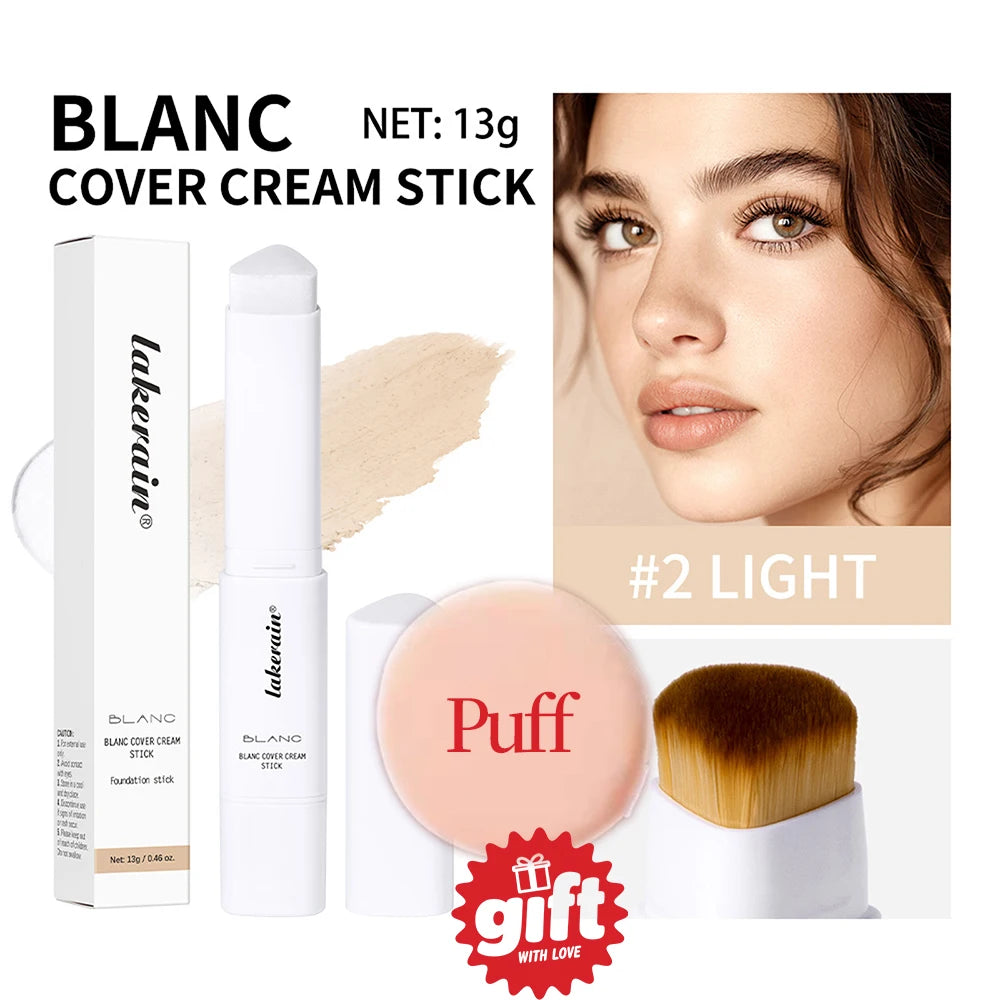 2-in-1 Color-Changing Foundation Stick Liquid Lightweight Moisturizing Brightening Foundation Color Changing For All Skin Types Oasis Select 2give away puff