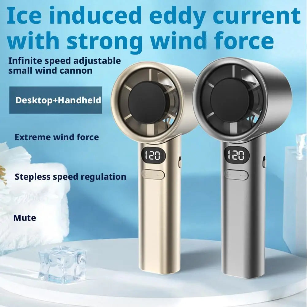 Mini Hand Fan 120 Wind Speed Turbine Fan With LED Display Silent Rechargeable Fan For Outdoor Activities, Travel, Beach Oasis Select