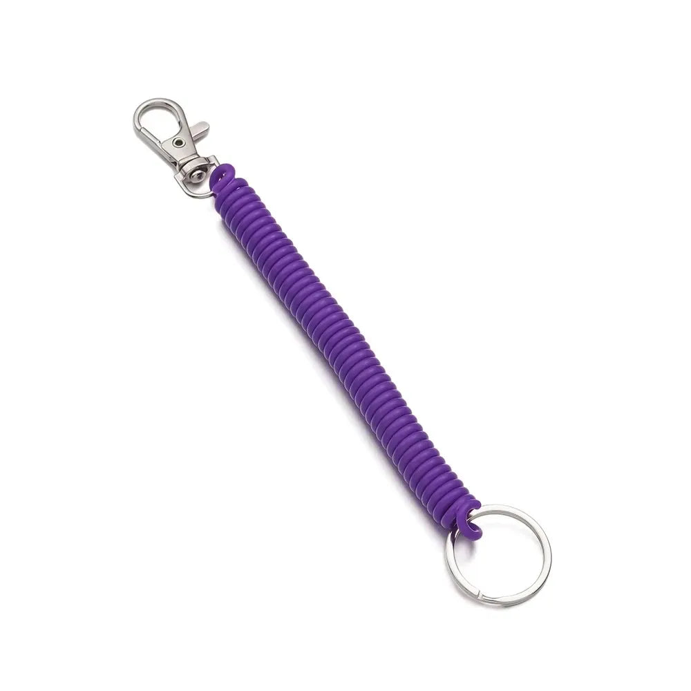 1/3pcs Elastic Wristband Spring Lanyard Key Cord Clasp Spiral Stretch Keychain Security Gear Elastic Ropes Spring Rope Key Ring Oasis Select 1pcs Purple
