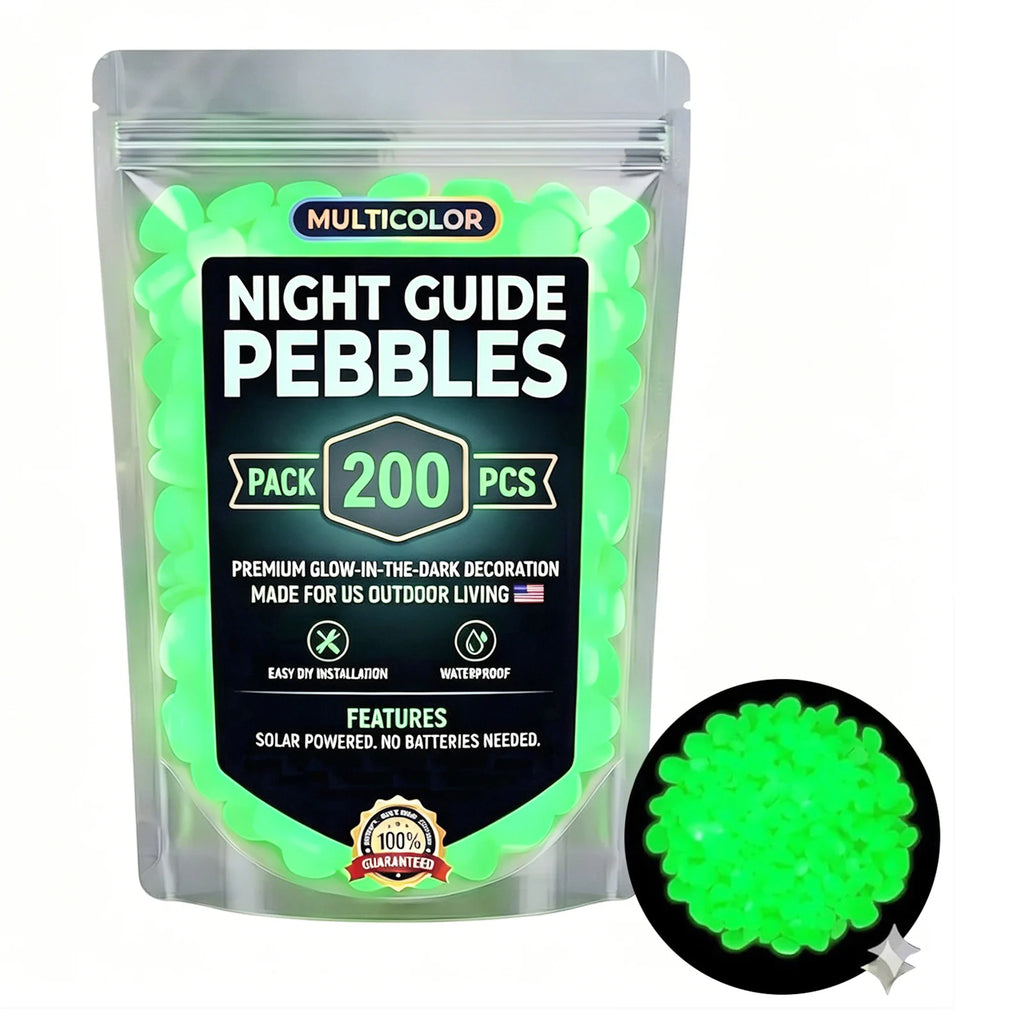 Glow in the Dark Pebbles – 200pc Luminous Garden & Aquarium Stones