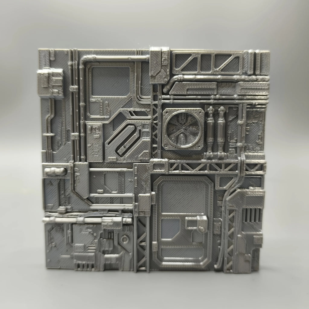Sci-Fi Spaceship Wall Panel Model - Industrial Futuristic Station Tile, Cyberpunk Diorama Base for Miniature Scenery Oasis Select