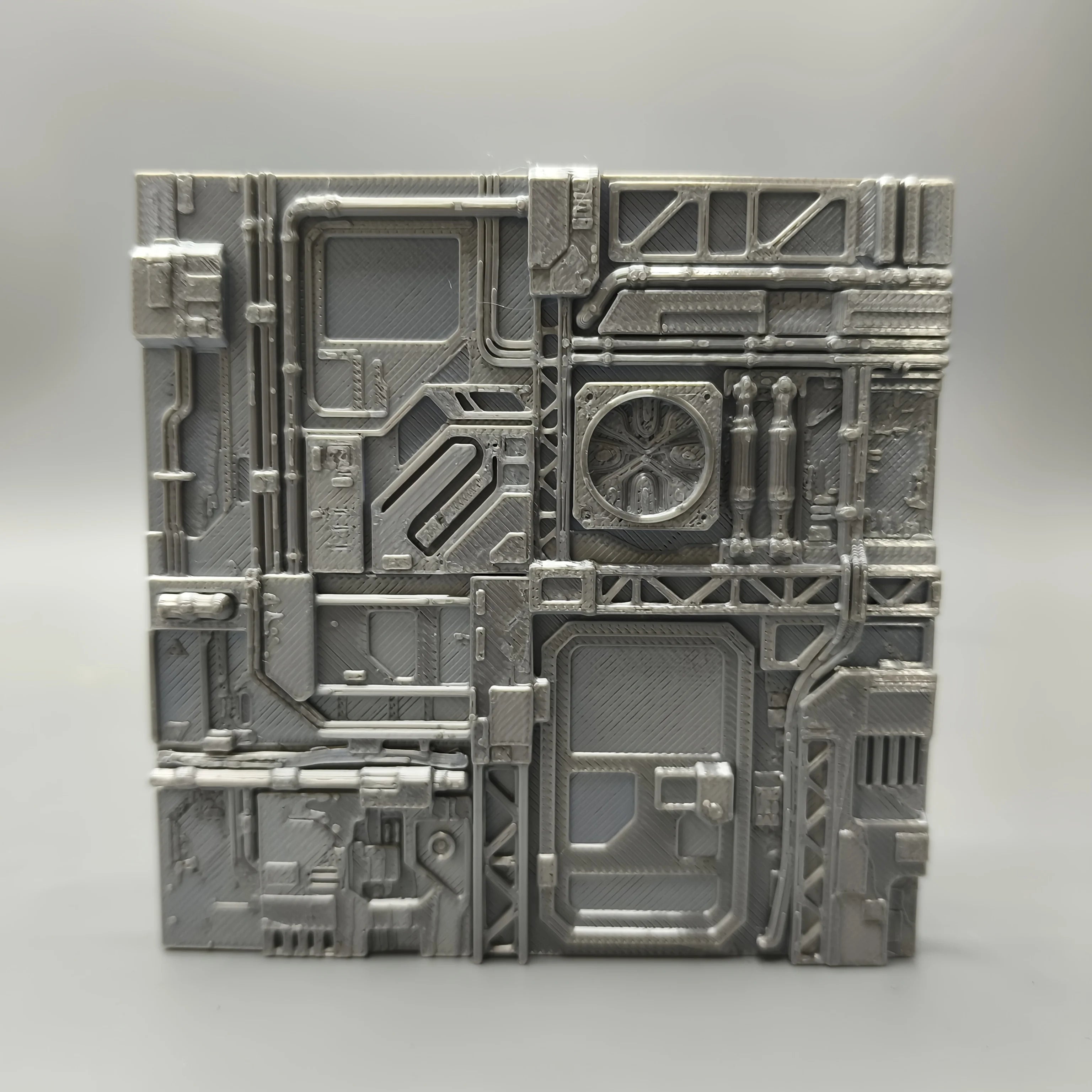 Sci-Fi Spaceship Wall Panel Model - Industrial Futuristic Station Tile, Cyberpunk Diorama Base for Miniature Scenery Oasis Select
