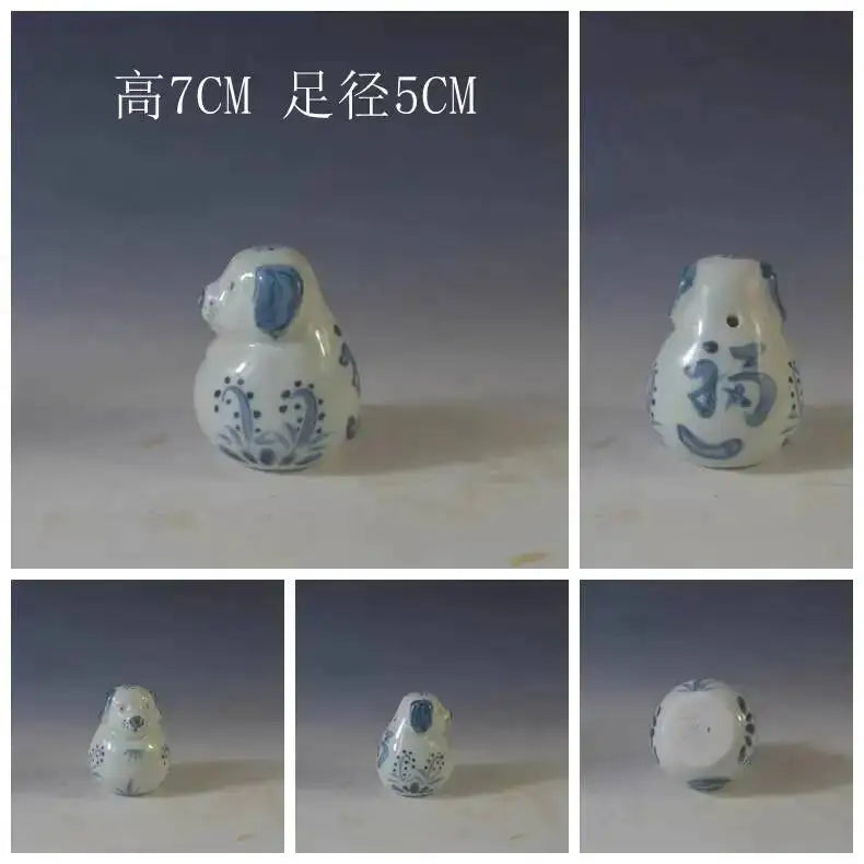 Porcelain Republic Of China Style Blue And White Zodiac Inkstone Tea Pet Study Room Desk Ornament Oasis Select Dog