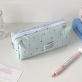 Fashion Korean Polka Dot Solid Color Pencil Case Student Stationery Large Capacity Storage Pen Bag Cute Girl Makeup Bag Gift Oasis Select Light green