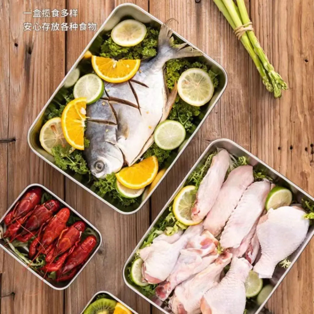 Stainless Steel Square Plate with Lid | Food Storage & Baking
