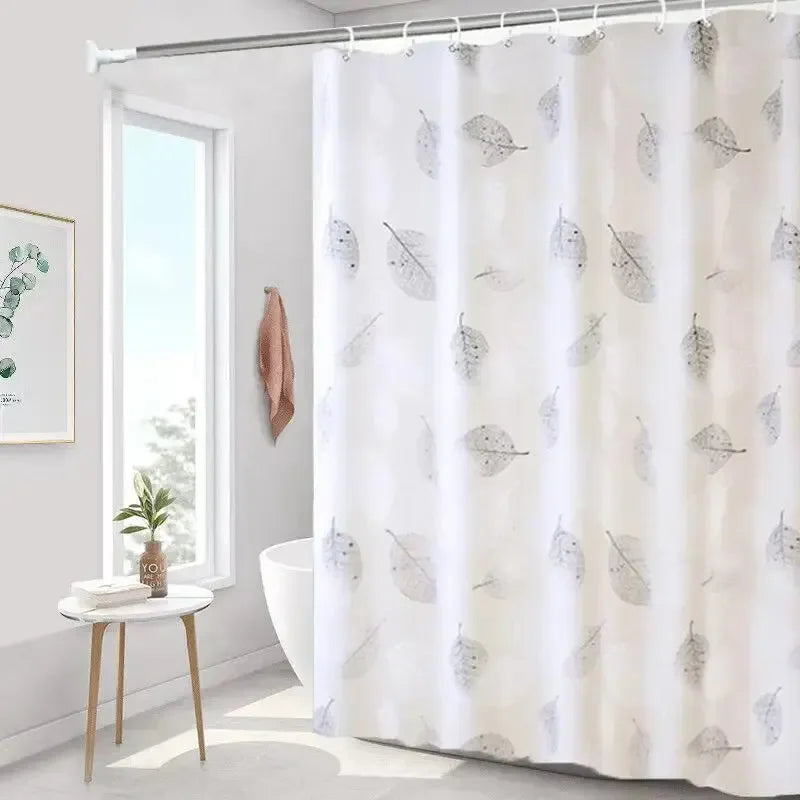 Bathroom Shower Curtains PEVA Waterproof Thickening Bath Curtain With Hooks Rustproof Metal Grommets Leaf Pattern Shower Curtain Oasis Select Leaves 100X180cm