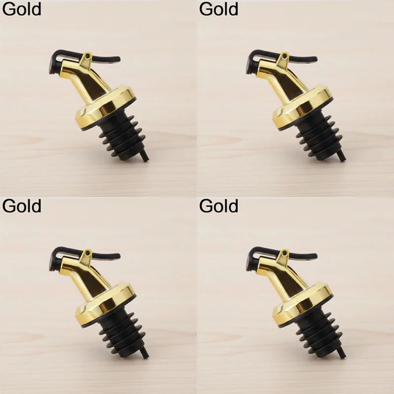 1/2/3/4pcs Oil Vinegar Bottle Stopper Leak-Proof Oil And Vinegar Dispenser Pour Spouts Multifunctional Suitable For Most Bottles Oasis Select 4pcs Gold