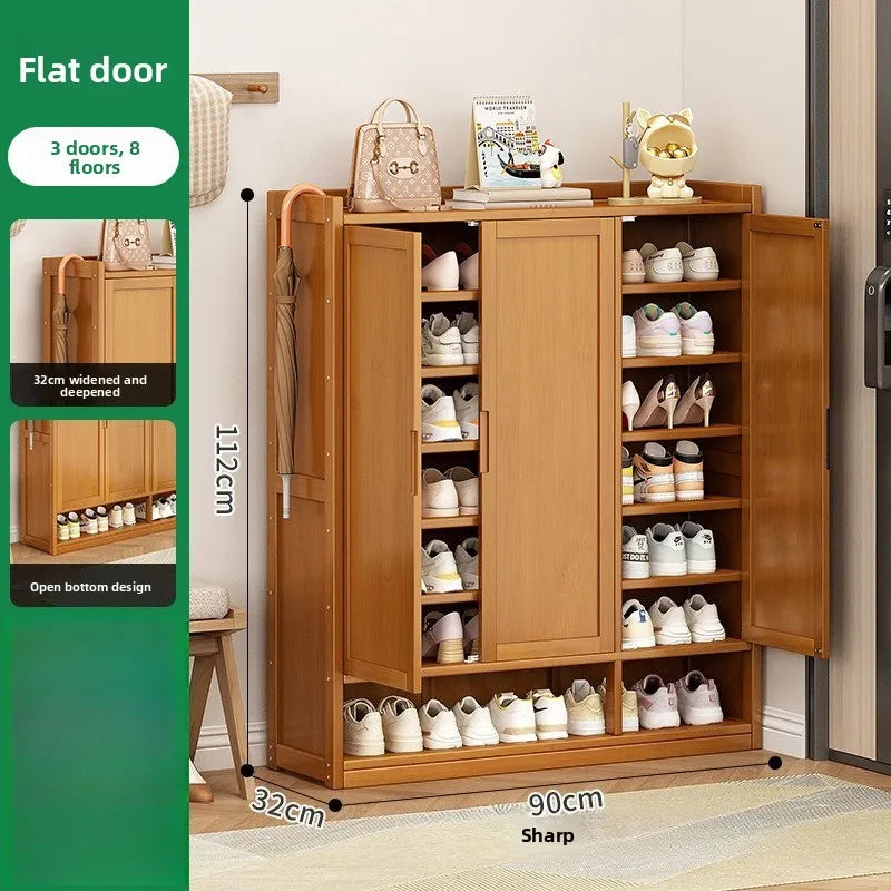 Durable Shoe Cabinet, Nanzhu Shoe Rack At The Entrance Of The Home, Storage Artifact, Space-saving And Dust-proof Entry Oasis Select Door 3-8