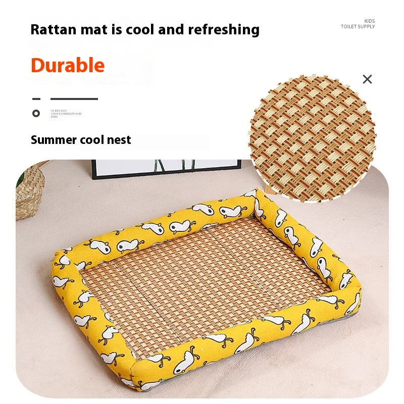 Pet Ice Mat, All-season Dog House Mat, Anti-slip and Wear-resistant Linen Square Dog House Mat, Rattan Mat Oasis Select