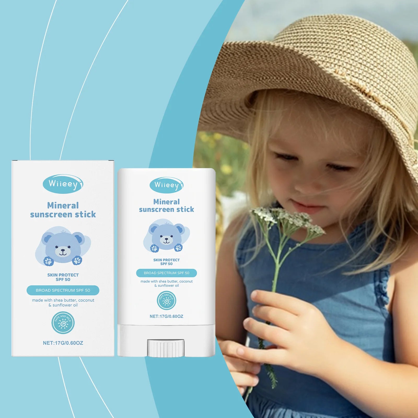 Children's Mild Sunscreen Stick Refreshing Not Irritating SPF 50+ Prevent UVA/UVB Sunburn Moisturize Children Nourish Sunscreen Oasis Select