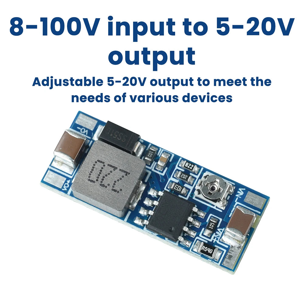 DC-DC Step-Down Module 8-100V Input to 5-20V Adjustable Output 2A High Current Small Size Power Supply Module Non-Isolation Oasis Select