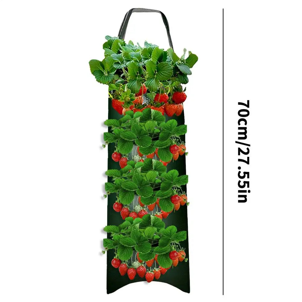 Tomato Planter Bag 8-Hole Hangable Fabric Pouch For Plant Aeration & Growth Gardening Bags For Tomatoes Roses Carrots Potatoes Oasis Select Green 4 holes