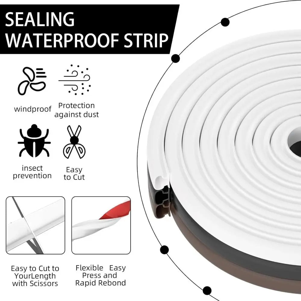 6m Soundproofing Weather Stripping Rubber D-Shape Door Frame Insulation Self-adhesive Windproof Draught Excluder Household Oasis Select