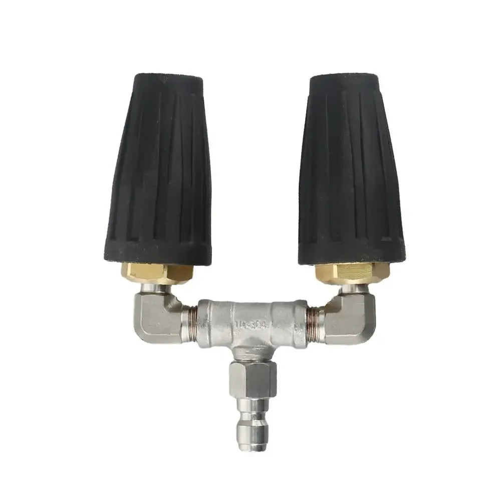 360°Rotating Dual Turbo Nozzle Pressure Washer 1/4" Quick Connector 2.0 Orifice Twin Turbo Nozzle 4000 PSI Stainless Steel Oasis Select black