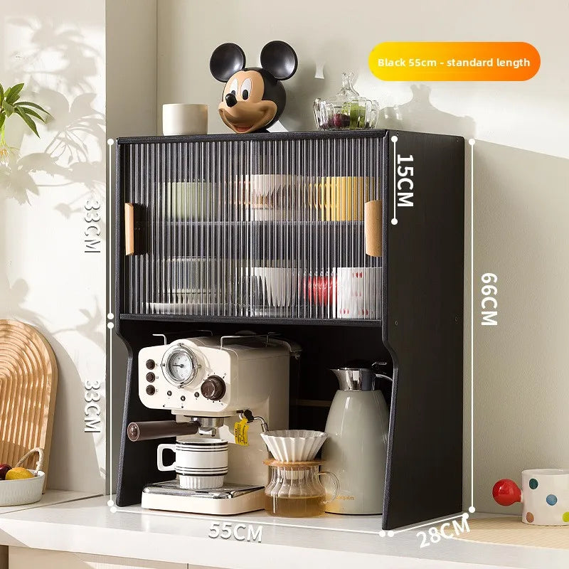 Cup storage rack desktop dining side coffee machine kettle storage cabinet multi-layer dustproof water cup tea set cup holder Oasis Select Black 55 GB