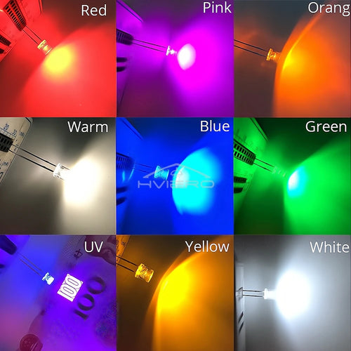 1000Pcs 5mm Flat Top LED Diodes | Ultra Bright Multi-Color Bulbs LED Diode Bulbs Oasis Select