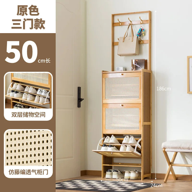 Shoe rack Multi-layer household door Coat rack Entry door Hanging hanger Integrated rental room Shoe rack Simple shoe cabinet Oasis Select Double primary 3-50