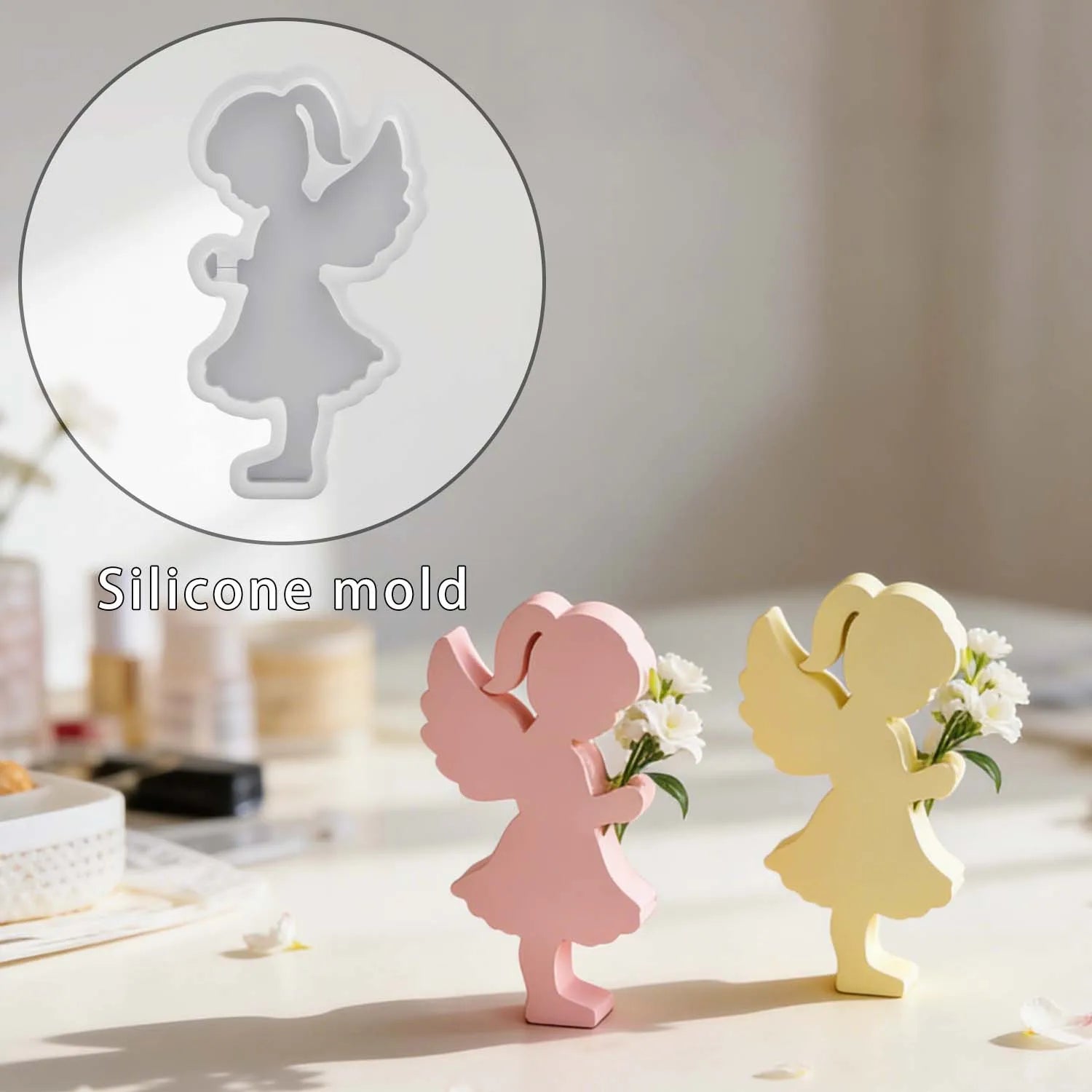 Little Angel Flower Arrangement Silicone Mold Handmade Soap Candle Plaster Resin Craft Decoration Mould Oasis Select