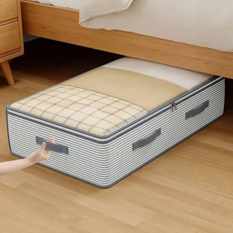 Large Capacity Clothes Storage Bag Heavy Duty Non-woven Organizer Box Clear Window for Comforters Blankets Bedding Under Bed Oasis Select