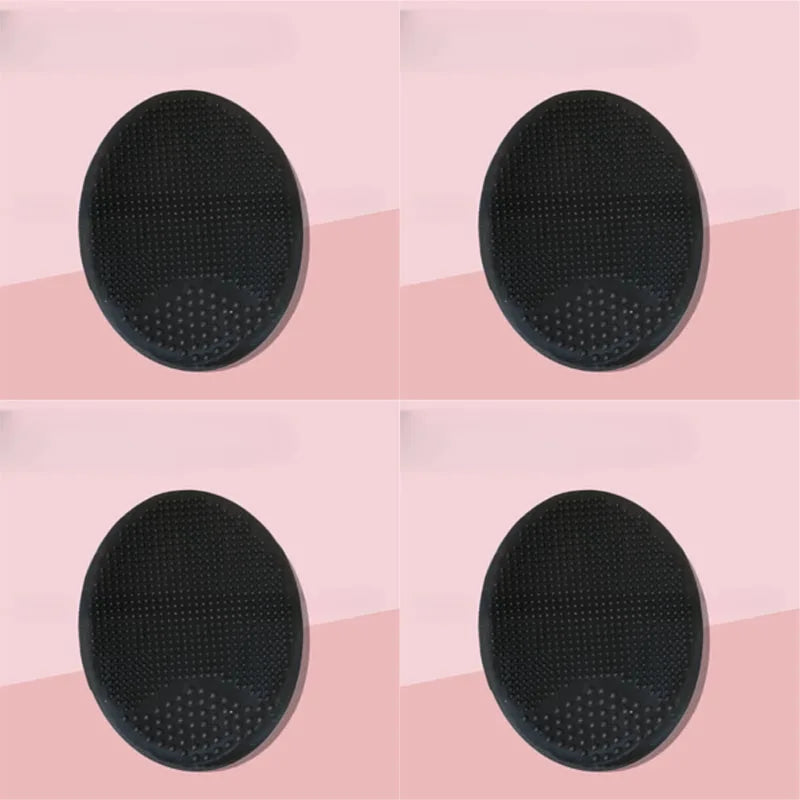 1/2/3/4pcs Silicone Face Wash Brush Clean Pores Baby Shampoo Brush Baby Bath Brush Soft Hair Round Shampoo Comb Home Use Oasis Select 4pcs black