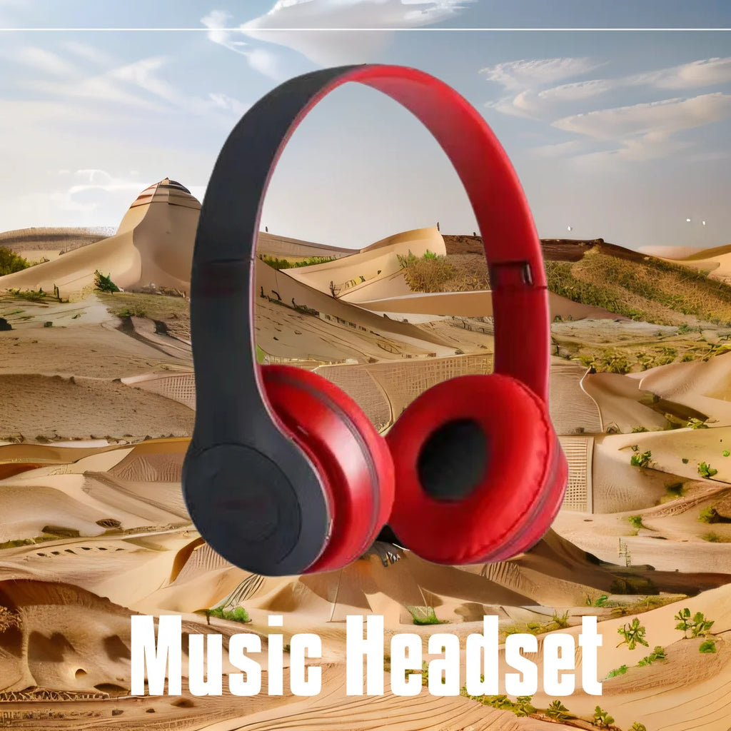 Stereo Headset Bluetooth Folding Series Wireless Sports Game Headset Wireless Headphones Foldable HIFI Headset Earphone with Mic Oasis Select Red