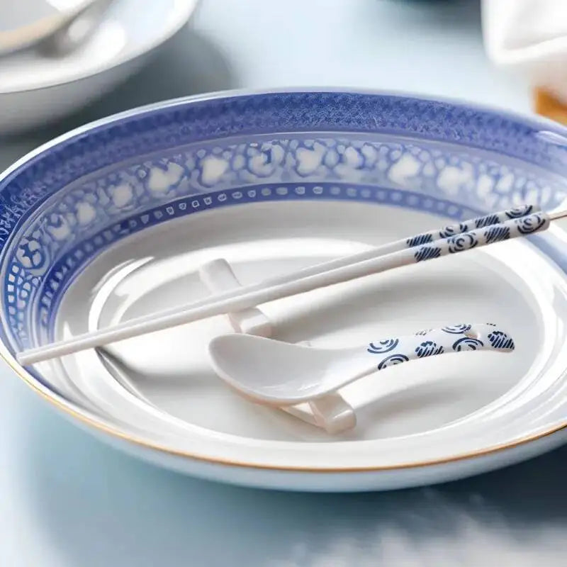 Japanese-style Blue And White Porcelain Small Soup Spoon Ceramic Rice Spoon Household Soup Spoon Kitchen Spoon Kitchen Tablewear Oasis Select
