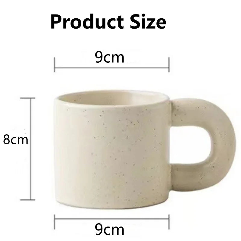 Ceramic Mug Ring Handle Irregular Coffee Modern Print Porcelain Ins Catoon Style Mug Handmade Hot Chocolate Couple Handgrip Cups Oasis Select