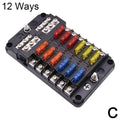 2025 NEW 6/12 Ways Fuse Box LED Warning Indicator 12V 32V Power Distribution Panel Car Boat Fuse Box Holder With Plastic Cover Oasis Select 12 way