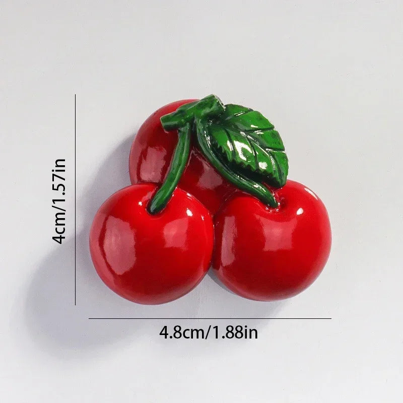 Creative Fridge Magnet Decor 3D Cute Cartoon Fruit Message Board Refrigerator Magnet Sticker for Kids Toy Gift Home Decoration Oasis Select cherry