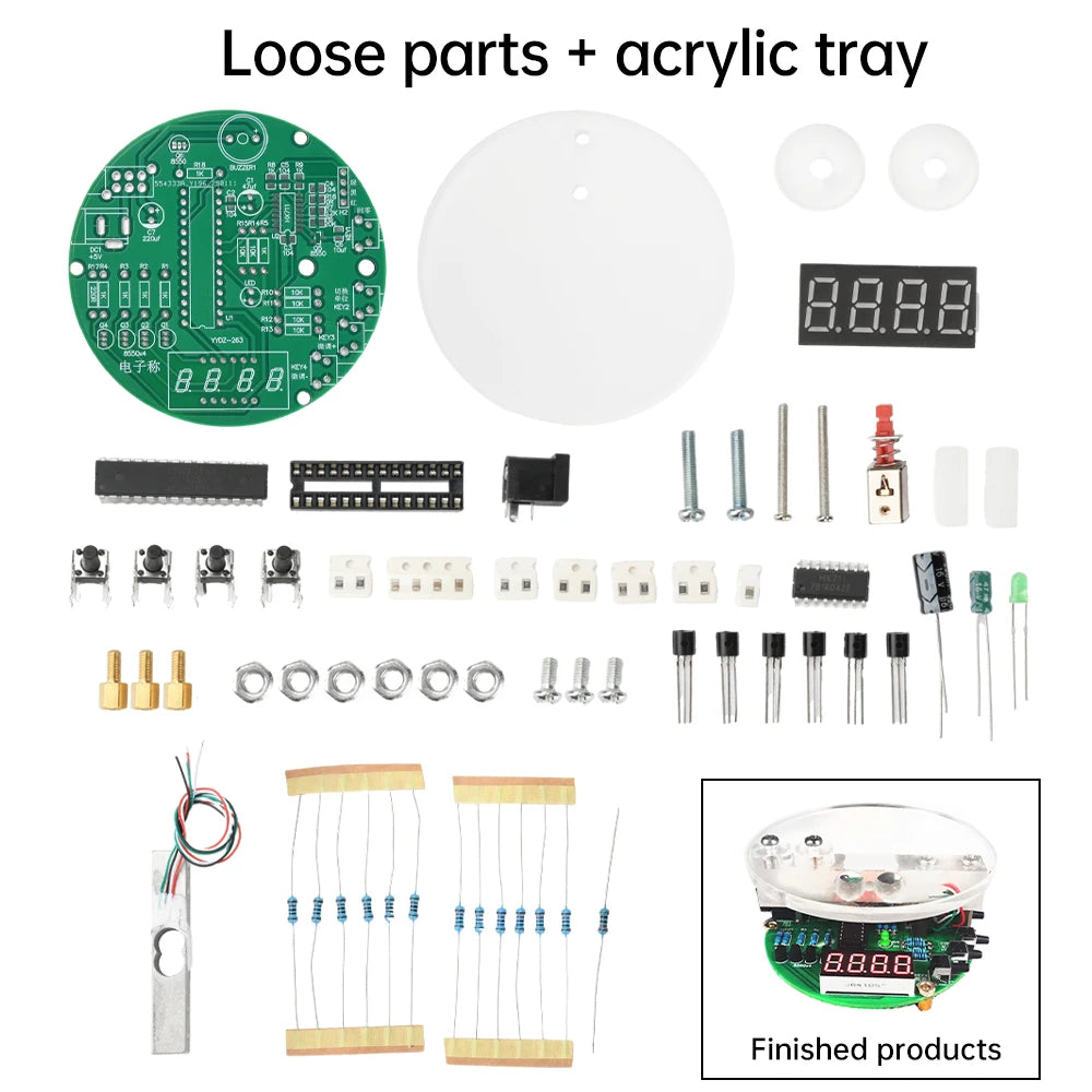 5V Electronic Scale DIY Kit 1KG Weighing Capacity 51 Microcontroller Solder Practice Kit HX711 Chip with Digital Tube Display Oasis Select Type A
