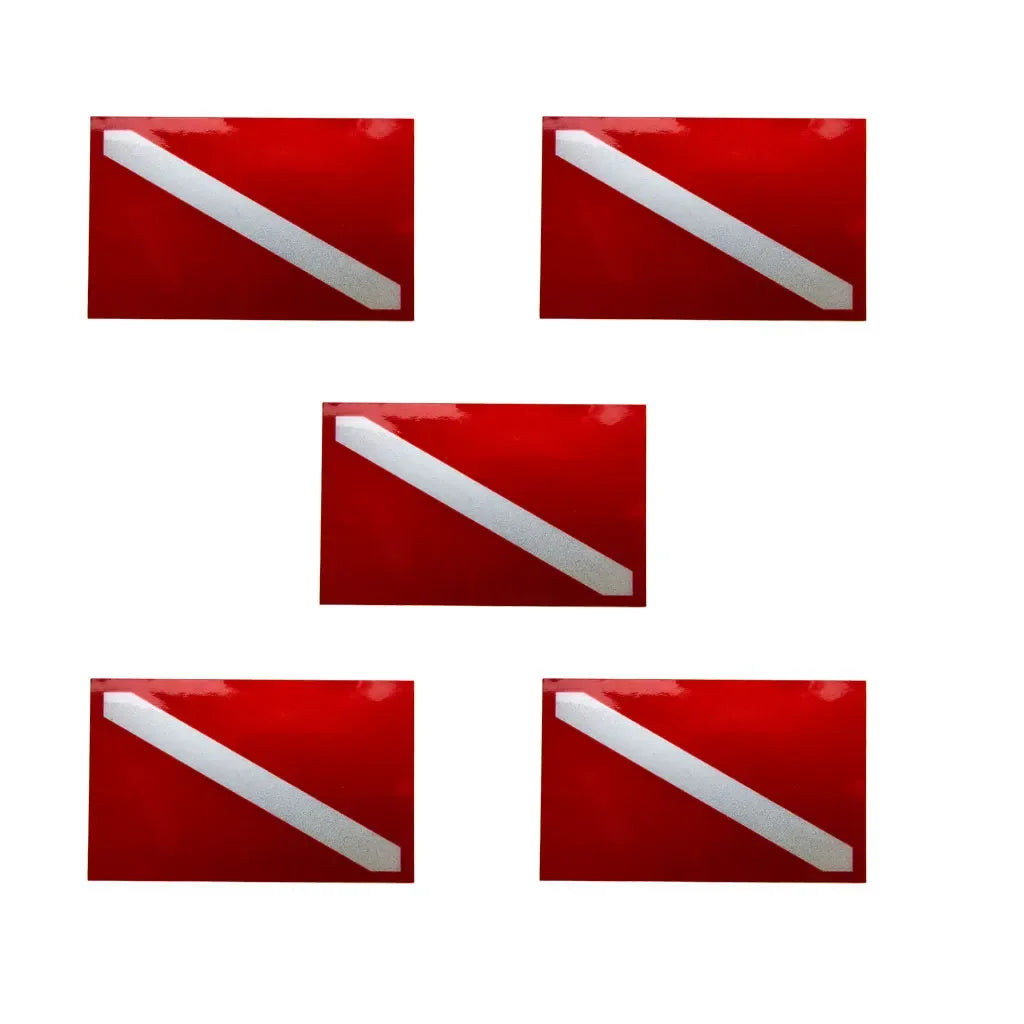 5PC Scuba Diver Flag Sticker Diver Down Flag Decal Weatherproof UV Resistant Vinyl Diving Sticker for Tanks Cars Laptops Bottles Oasis Select 5 Pieces