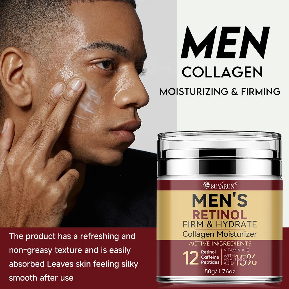 Collagen Retinol Men's Face Cream - Anti-Aging Wrinkle Reduction & Firming Moisturizer, Oil-Free Hydrating Skincare for Men. Oasis Select