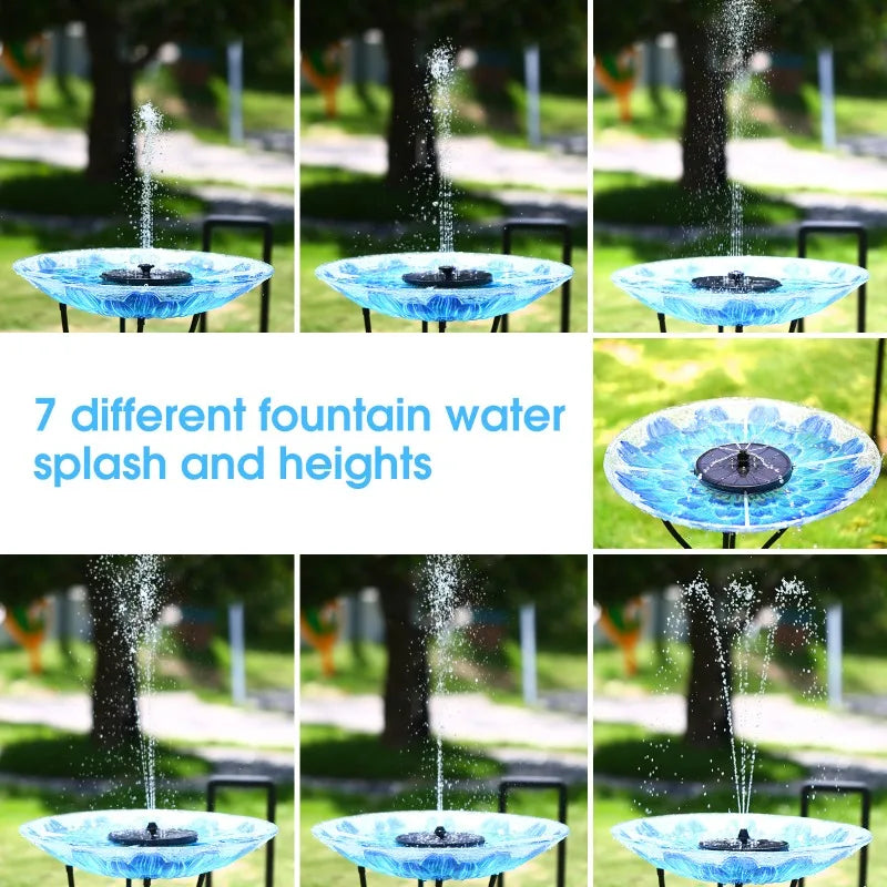 3W Solar Water Fountain with Colorfuls Light and 7 Different Nozzles, Ideal Outdoor Water Feature Decoration for Garden Pond Etc Oasis Select