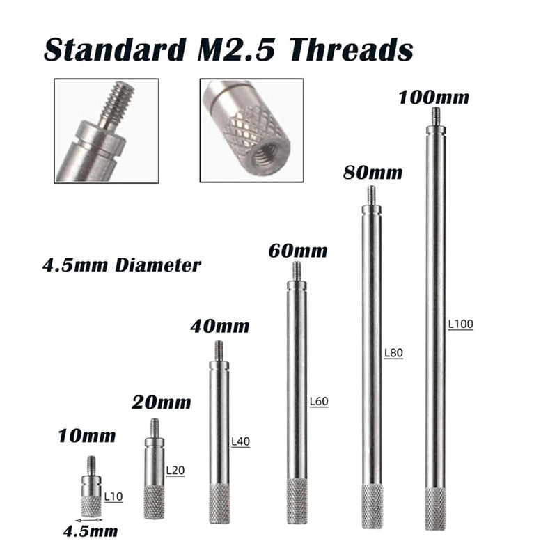 6Pcs Dial Indicator Extension Stem Rod Set M2.5 Thread,10-100Mm Extend Rod,Measurement For Dial & Digital Indicators Oasis Select