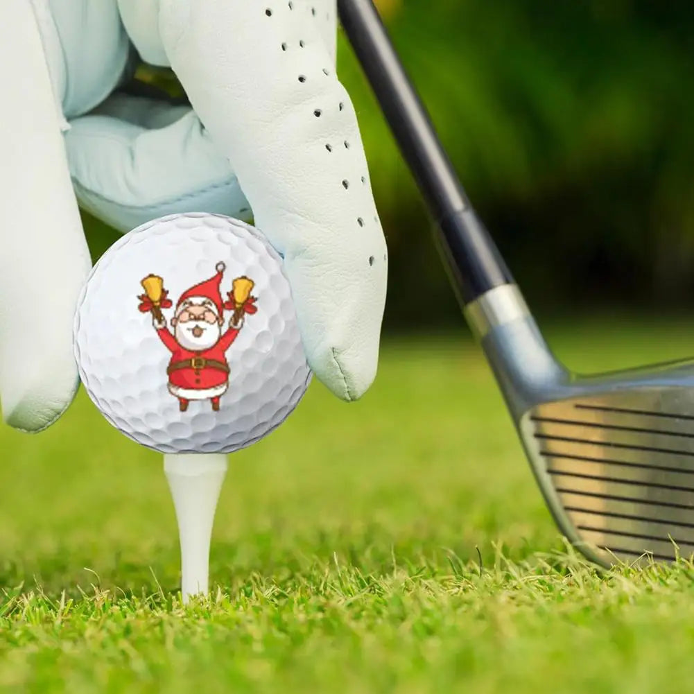 3pc golf ball，Festive Golf Balls Christmas Themed Designs With Santa Reindeer And Holiday Decorations Rubber Material Ideal Oasis Select