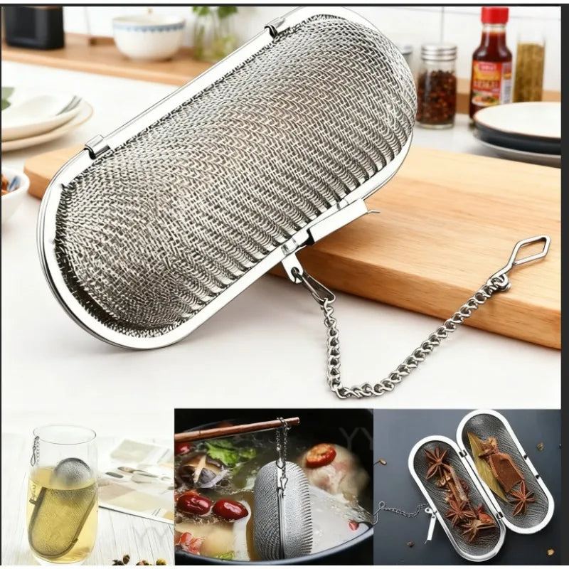 1PC Multipurpose Mesh Strainer for Tea Spices and Soups Easy To Use with Chain for Kitchen and Daily Drinks Stainless Steel Oasis Select