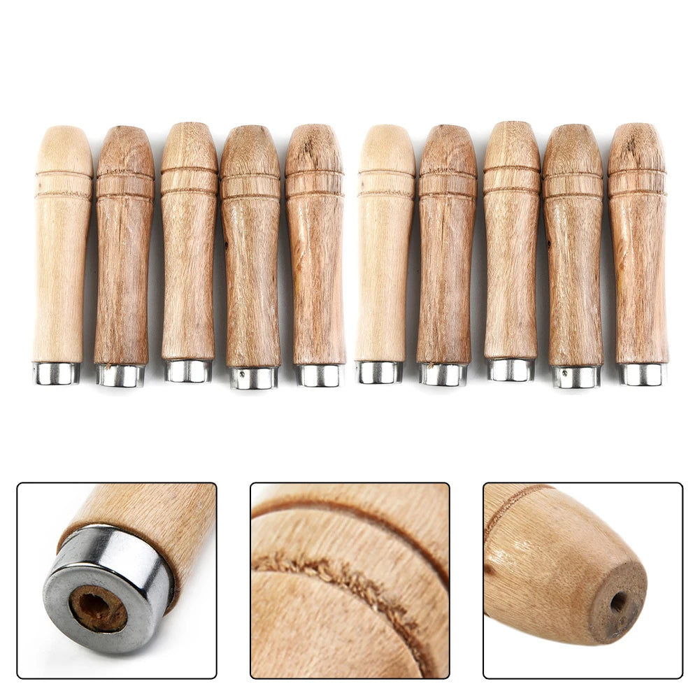 10-Pack Wooden File Handles with Metal Collar – 90mm File Handle Set Oasis Select