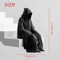 Gothic Grim Reaper Desktop Edge sitting posture Ornament Black Robe Faceless Wizard Sculpture Ornament Home Desktop Decor Oasis Select Black