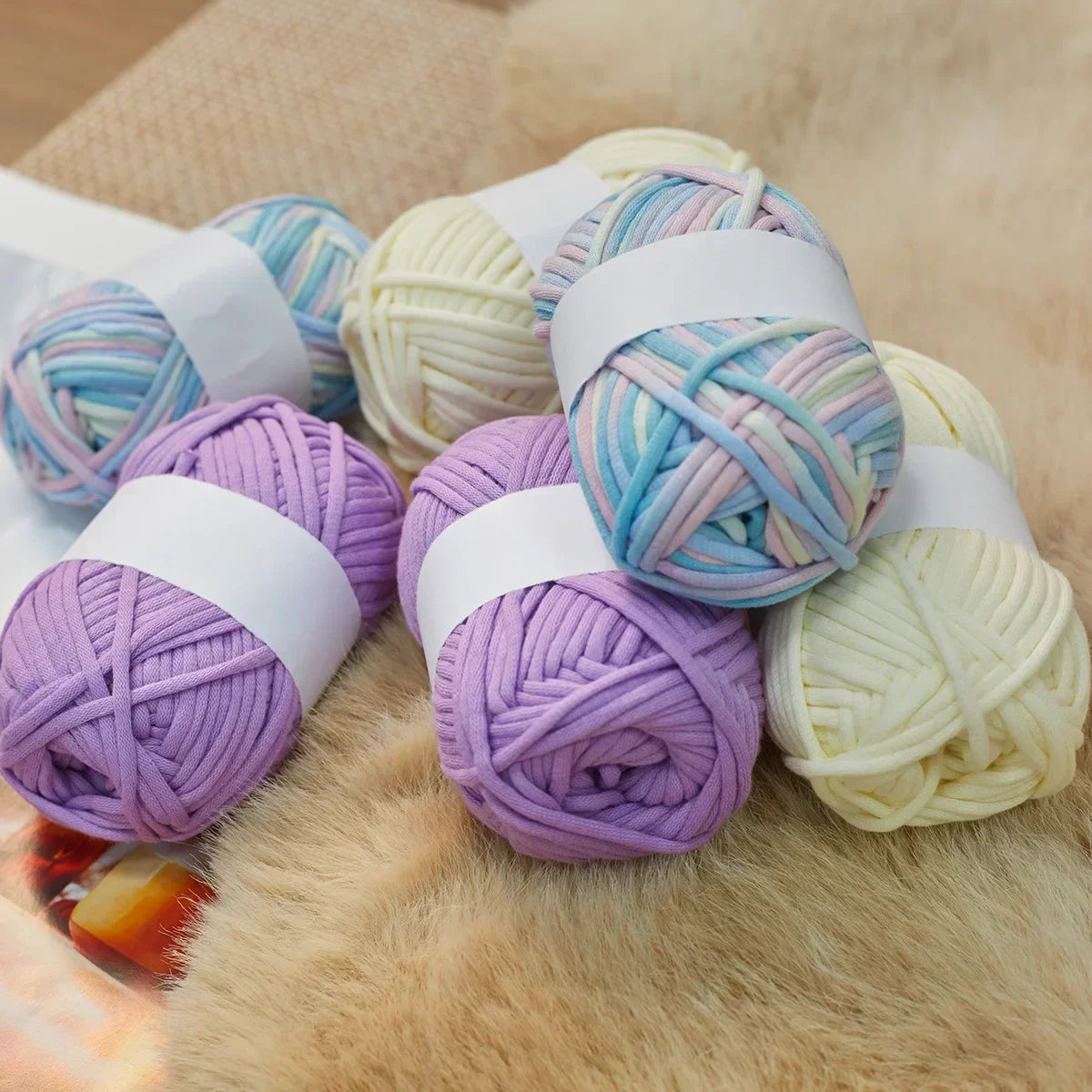 DIY Handmade Chenille Wool Yarn Balls Soft Fluffy Knitting Materials Set with Needles for Scarf Hat Sweater Craft Project Oasis Select