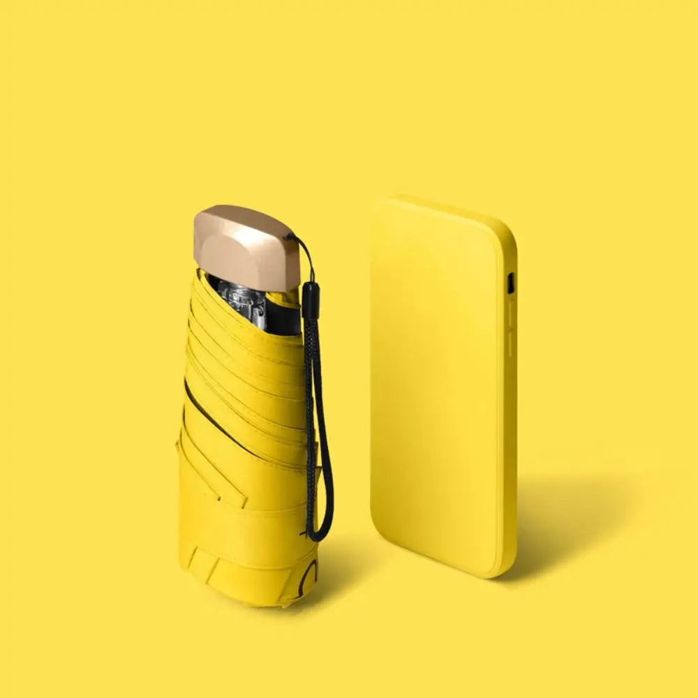 Fashion Ultraviolet Protection Parasol Small Pocket Folding Rain Umbrella Wind Resistant Mini Sun Umbrella Outdoor Oasis Select Yellow 8K Aluminum