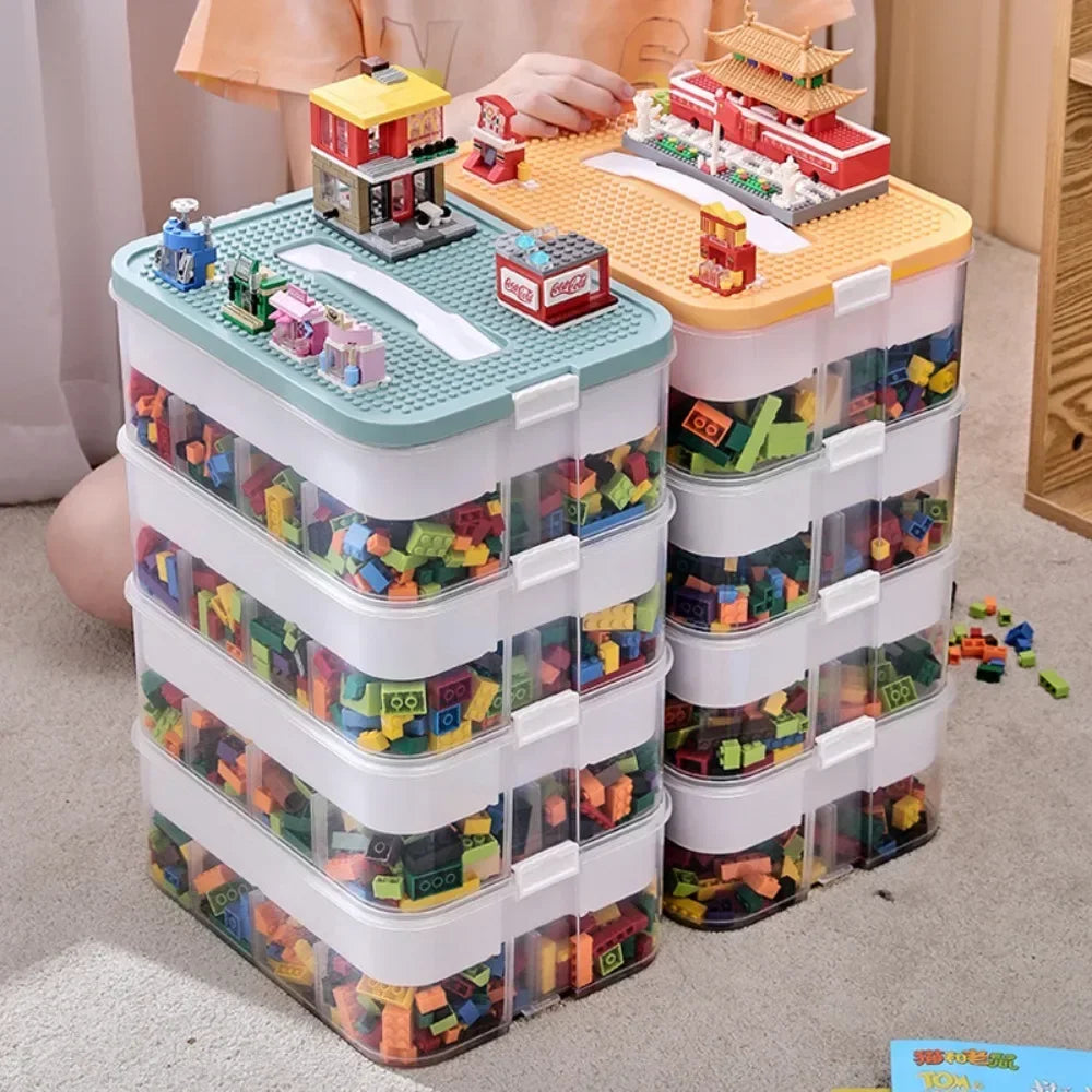 Stackable Transparent Building Block Storage Box | Kids Toy Organizer