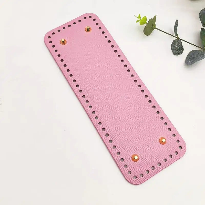 Handmade Rectangular 28 * 10cm Bottom For Knitted Bag PU Leather Pad Handcraft Bag Base With Holes DIY Crochet Bag Bottom Oasis Select Pink