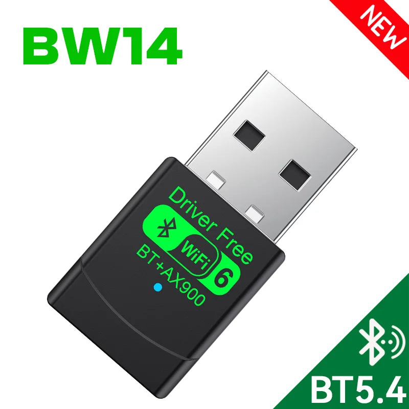 WIFI6 AX900 USB WiFi Bluetooth 5.4 Wireless Adapter Dual Band 2.4G+5GHz 900Mbps Network Card Receiver Dongle For Win10/11 Oasis Select BW14
